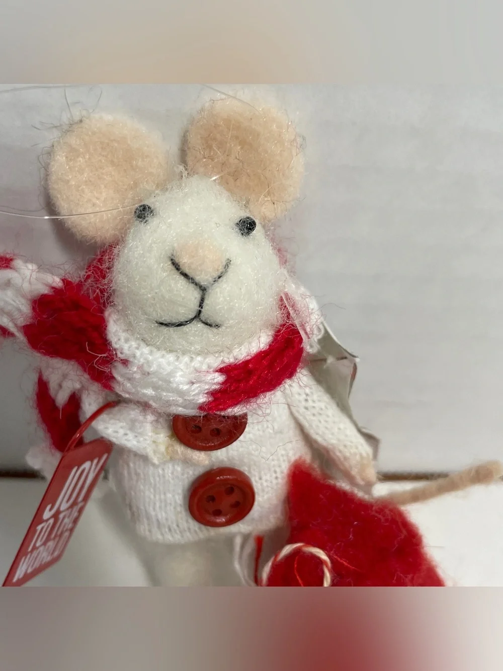 Primitives By Kathy Felt Mouse Ornament “Joy To The World” Sign, Scarf, Sweater